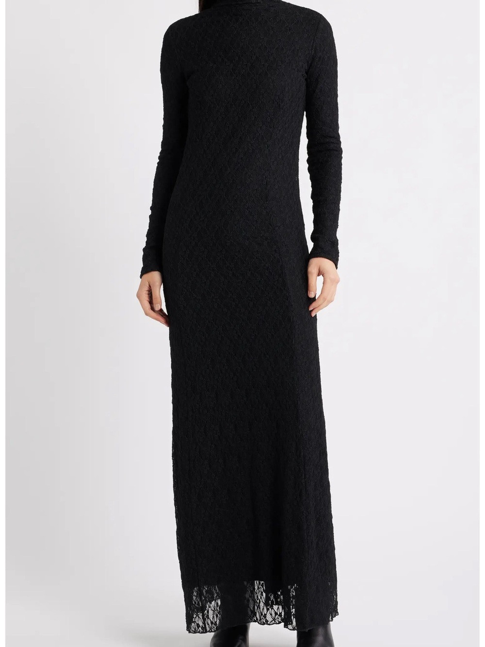 Rag & Bone Elegant Black Lace Maxi Dress - Long Sleeve